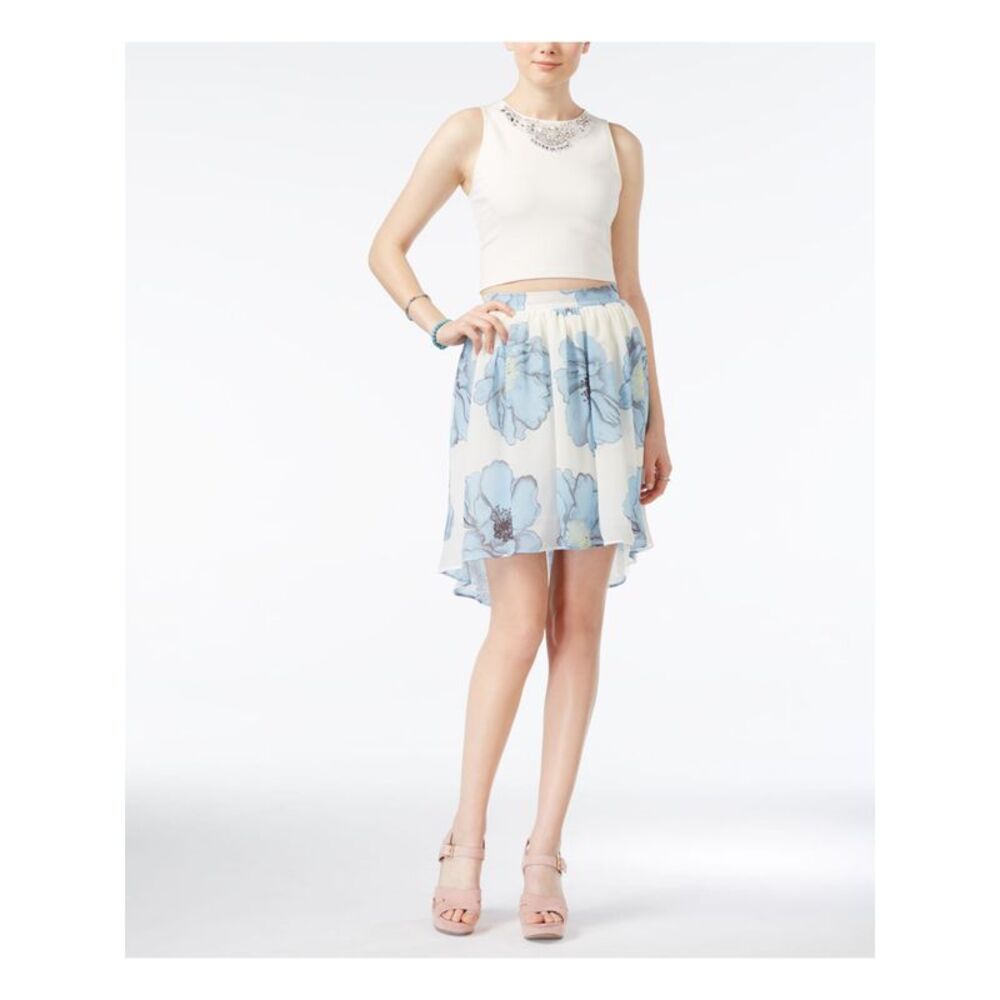 NWT IN AWE Womens Ivory CRINOLINE Floral Above The Knee A-Line Skirt Juniors S